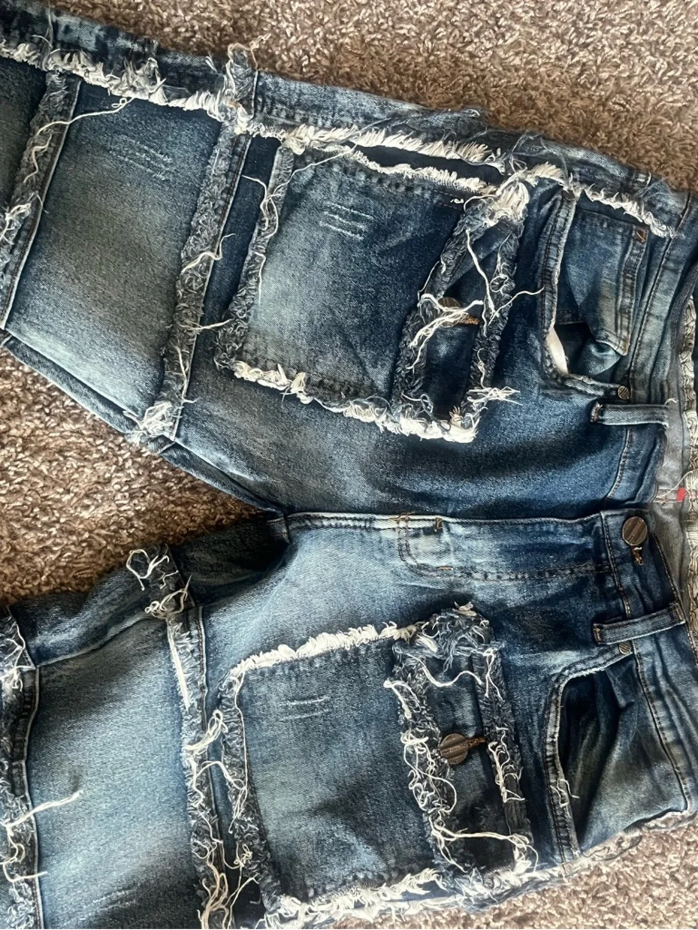 Men's Slim Distressed Panel Blue Jeans